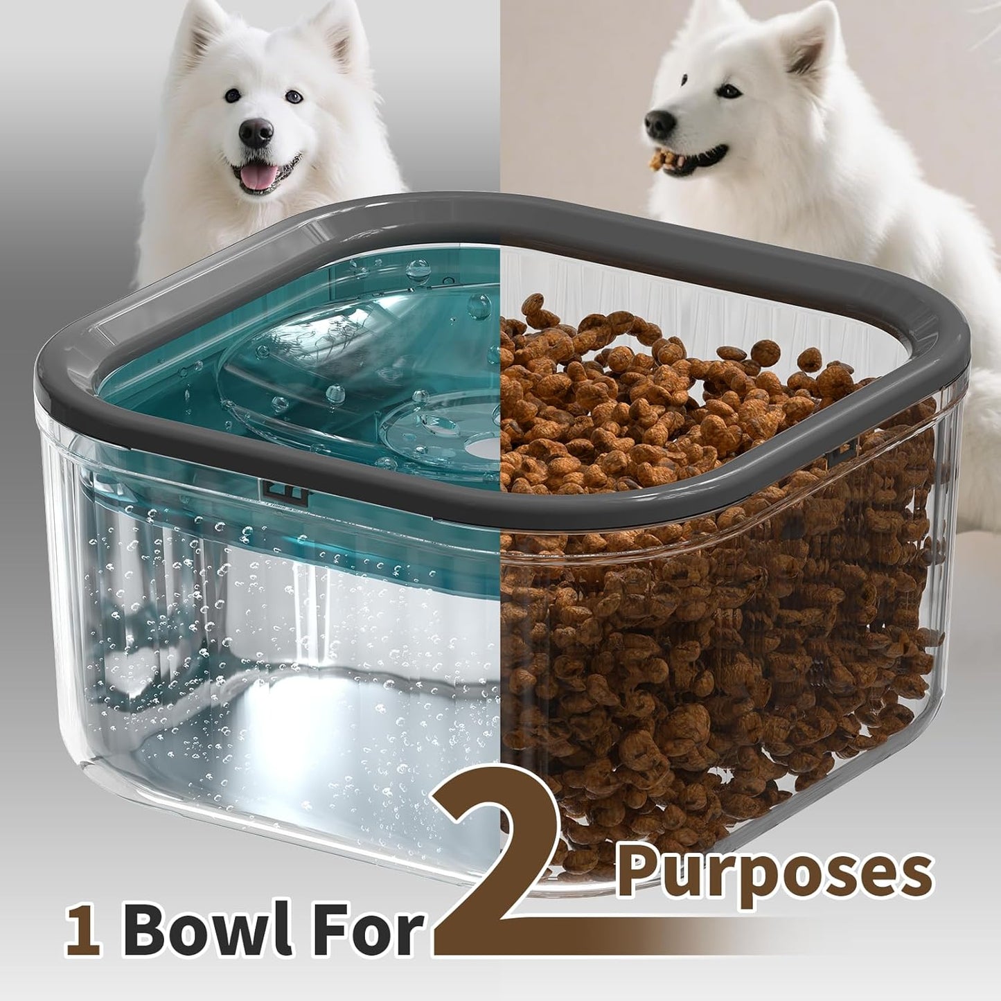 3L Dog Water Bowl No Spill 101oz Large Capacity Spill Proof Slow Drinking Water Feeder No Splash Pet Water Bowl Vehicle Carried Travel Dog Bowl for Sloppy Messy Drinkers Cats(Purple)