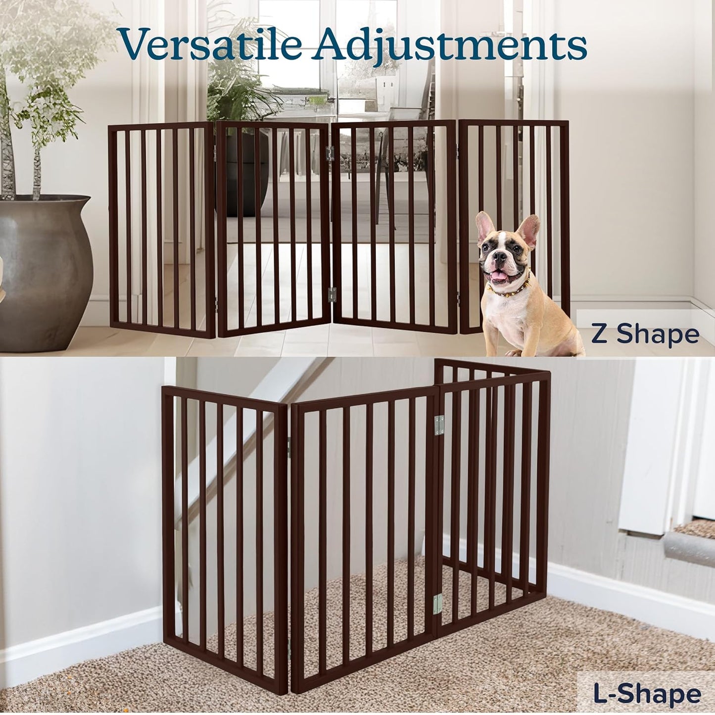Pet Gate - 3-Panel Indoor Foldable Dog Fence for Stairs, Hallways, or Doorways - 55x24-Inch Retractable Freestanding Dog Gates by PETMAKER (White)