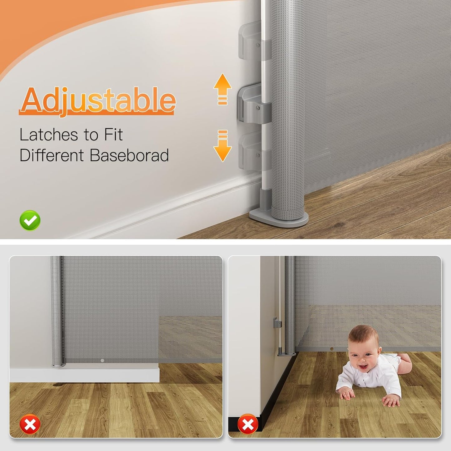 Uamector 138-Inch Extra Wide Retractable Baby Gate & Dog Gate, Reinforced Mesh Safety Gate Adjustable for Large Openings - Stairs, Doorways, Hallways - Indoor/Outdoor Use