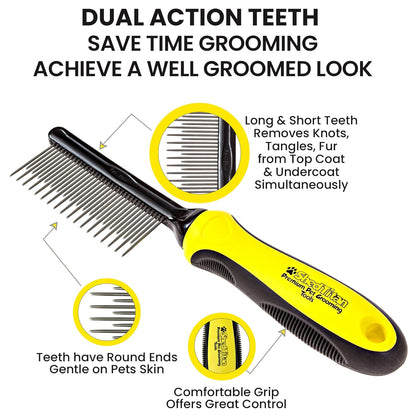Doodle Brush Slicker for Dogs - Self Cleaning Dog Brush for Poodles, Goldendoodle Grooming Kit with Detangler Comb