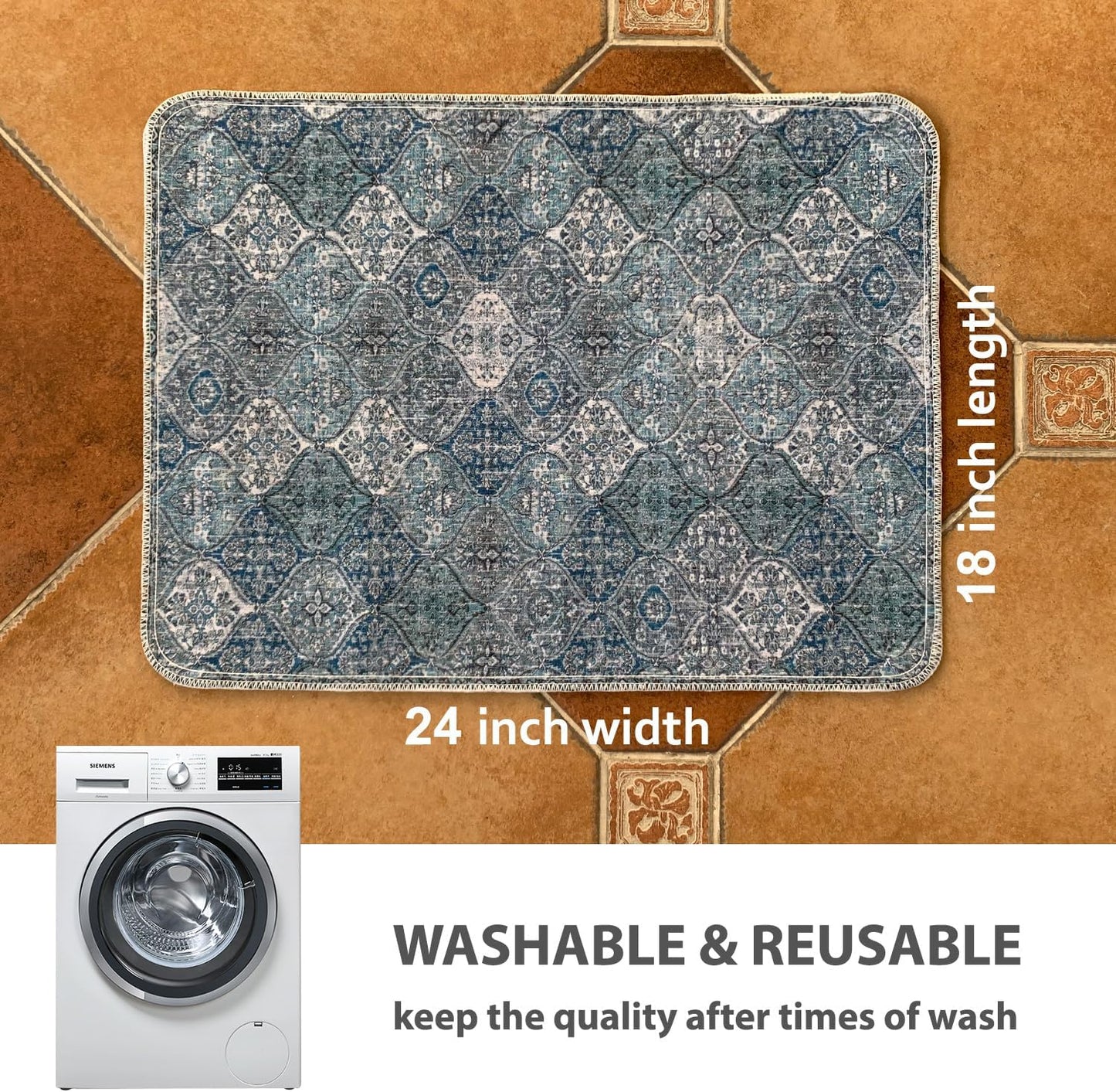 nunubaby Washable Pee Pads for Dogs, Stylish, Non-Slip and Leak-Proof Pee Pads. Reusable Potty Pads for Dogs for Crates and Floors.(Beige/Multi, 24" x48" )