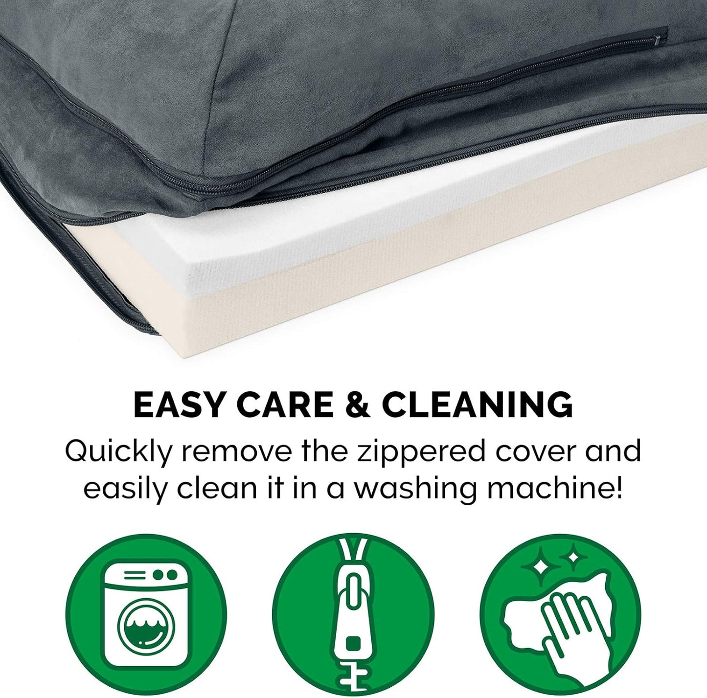Furhaven Memory Foam Dog Bed for Large Dogs w/ Removable Bolsters & Washable Cover, For Dogs Up to 95 lbs - Two-Tone Plush Faux Fur & Suede L Shaped Chaise - Espresso, Jumbo/XL