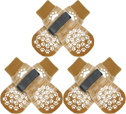 EXPAWLORER 6Pcs Anti-Slip Dog Socks to Prevent Licking Paws,Dog Shoes for Hot Pavement,Dog Booties Traction Control on Hardwood Floor,Boots & Paw Protectors, for Puppy Small Medium Large Senior Dogs