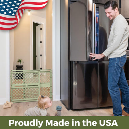 Toddleroo by North States - Renew 100% Recycled Plastic Baby Gate for Doorway; Sturdy for Indoor & Outdoor Use: Pressure Mounted, No Drill Gate; Made in USA; 26" to 42" Wide, 26" Tall; Pure White