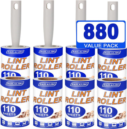 Lint Rollers for Pet Hair Extra Sticky, 220 Sheets Mega Value Set, Lint Remover for Clothes, Couch, Carpet, Dog & Cat, Furniture, Mini Travel Refills, for Daily Cleaning Tool