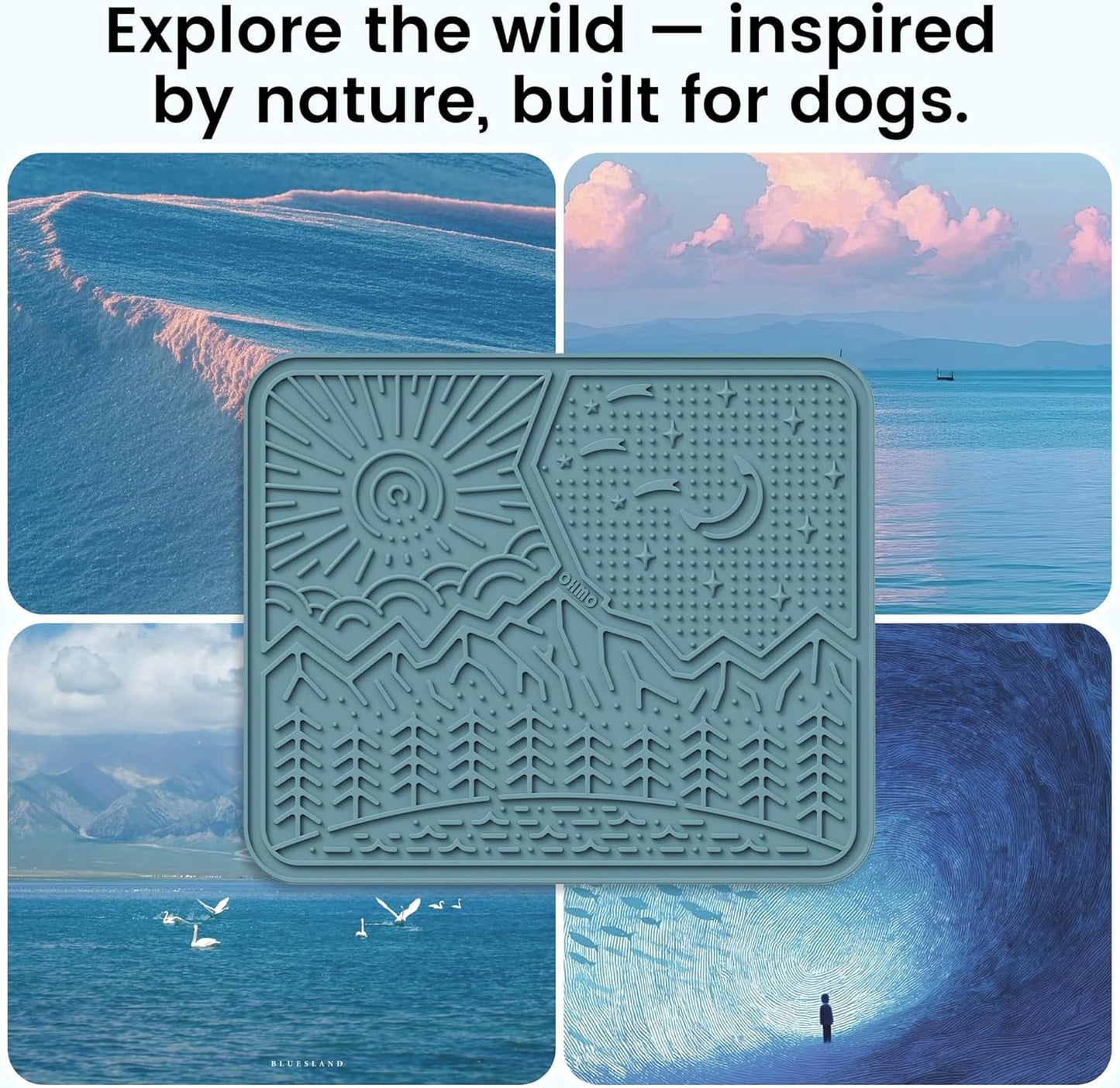 OHMO Lick Mat for Dogs and Cats Large(2 Pack) Nature Design Easy to Clean Pet Slow Feeder with Suction Cups, for Anxiety Relief and Boredom Reduction(Mars+Coral)