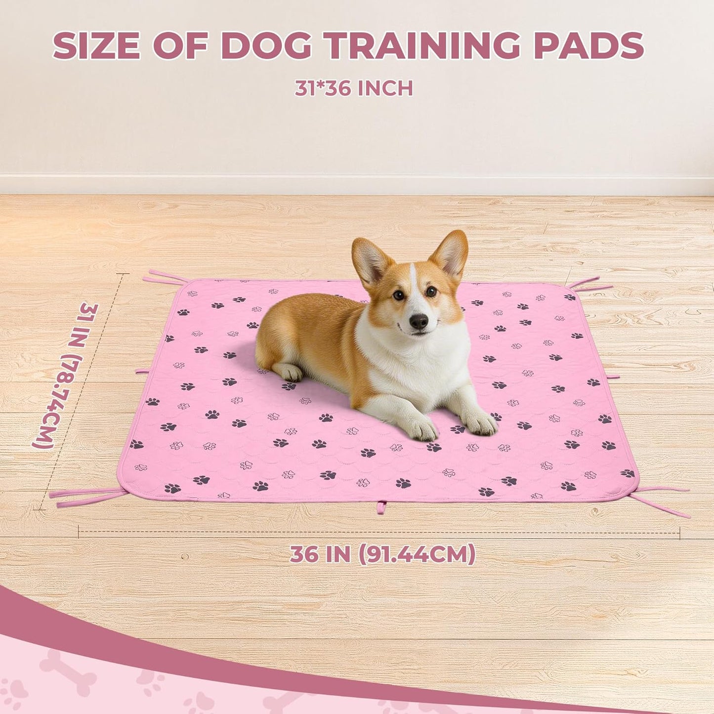 Fostanfly Washable Pee Pads for Dogs, 2 Pack Large 36"x41" Ultra-Absorbent and Leak-Proof Non-Slip Reusable Potty Training Pads for Dogs, Cats, Puppy, Potty Training of Add 8 Lanyards