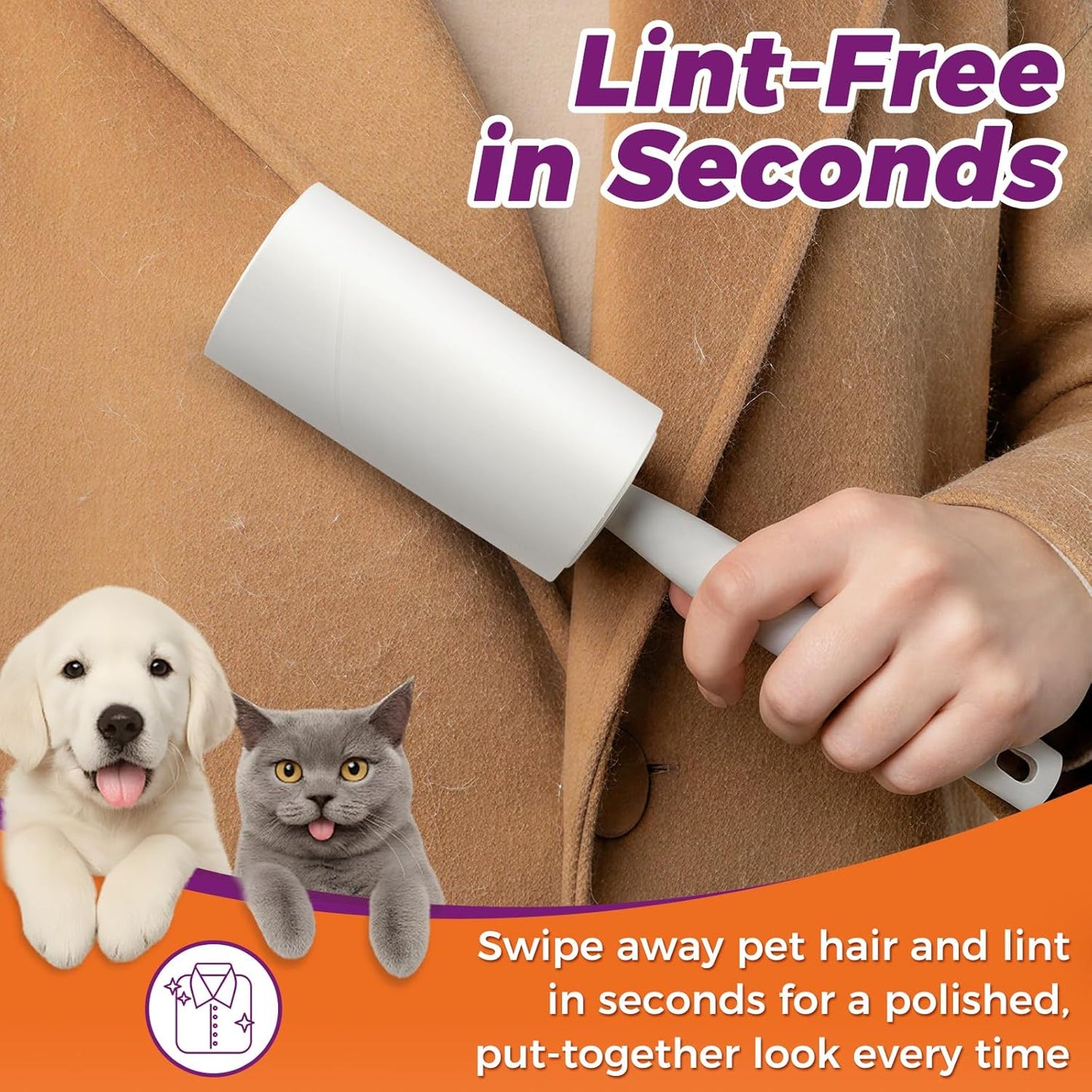 1200 Sheets Extra Sticky Lint Rollers for Pet Hair, Easy Tear Lint Remover for Dog Cat Hair, Clothes, Multipurpose Lint Roller for Furniture Couch Carpet Car Seat