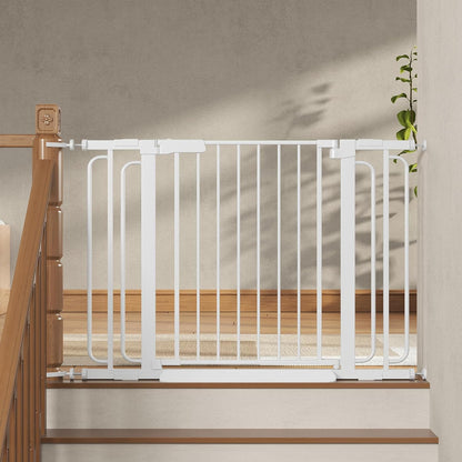 Extra Wide Baby Gate with Door 53.4-62 Inch Pressure Mounted, Auto Close Child Baby Gates for Doorways No Drill, Walk Through Dog Gate Indoor for The House, White