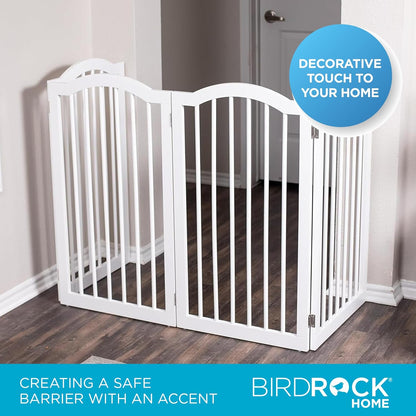 INTERNET'S BEST Arched Top Dog Gate | 4 Panel, 24" H Wooden Pet Barrier for Dogs or Cats | Freestanding Folding Room Divider for Doorways, Hallways, Stairs, and Porch | Portable, Extra Wide | Espresso