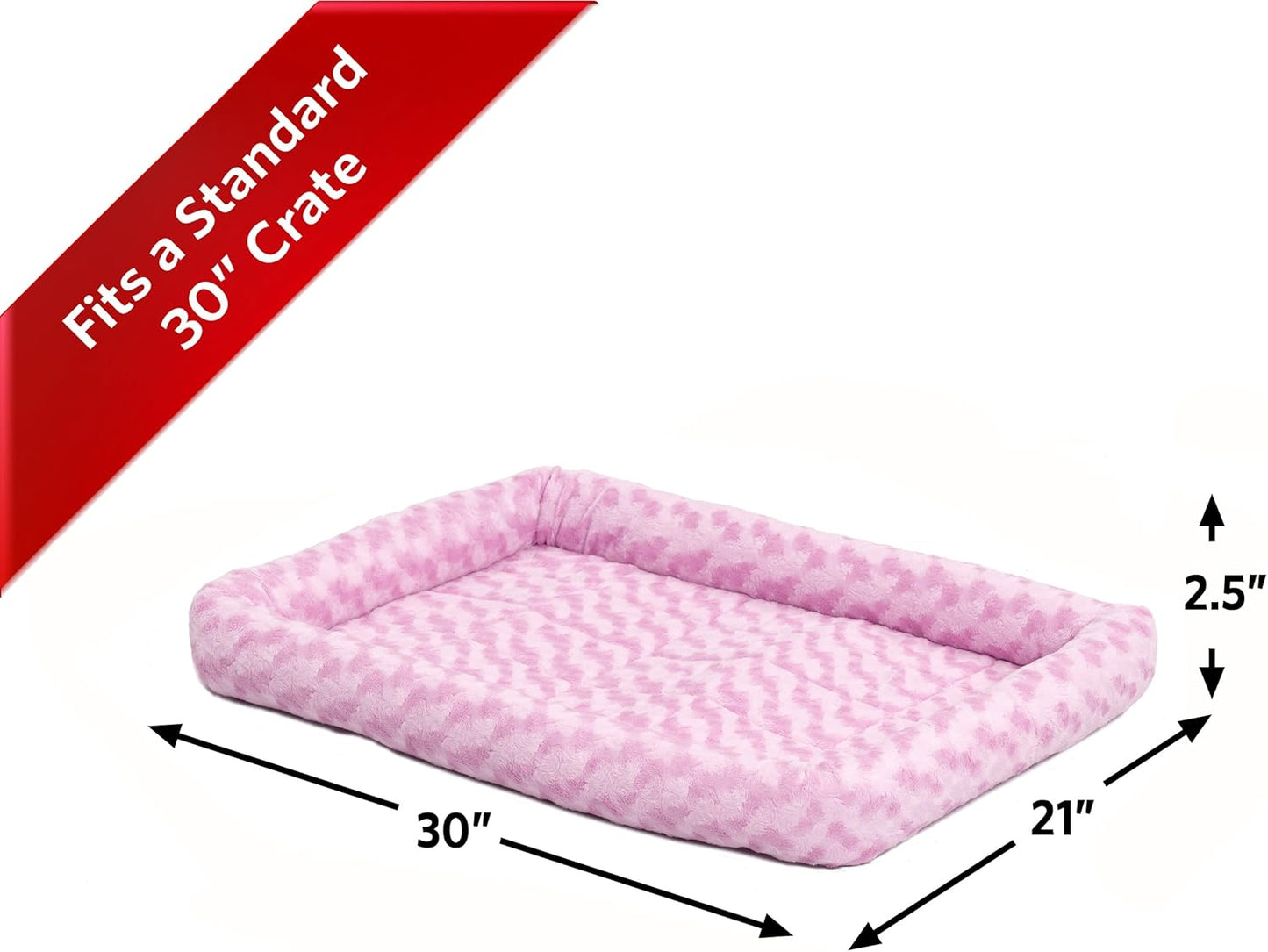 MidWest Homes for Pets QuietTime Dog Bed - White Fleece Bolster, Ultra-Soft and Machine Washable, Fits 24-Inch Crates and Carriers, for Small Breed Dogs