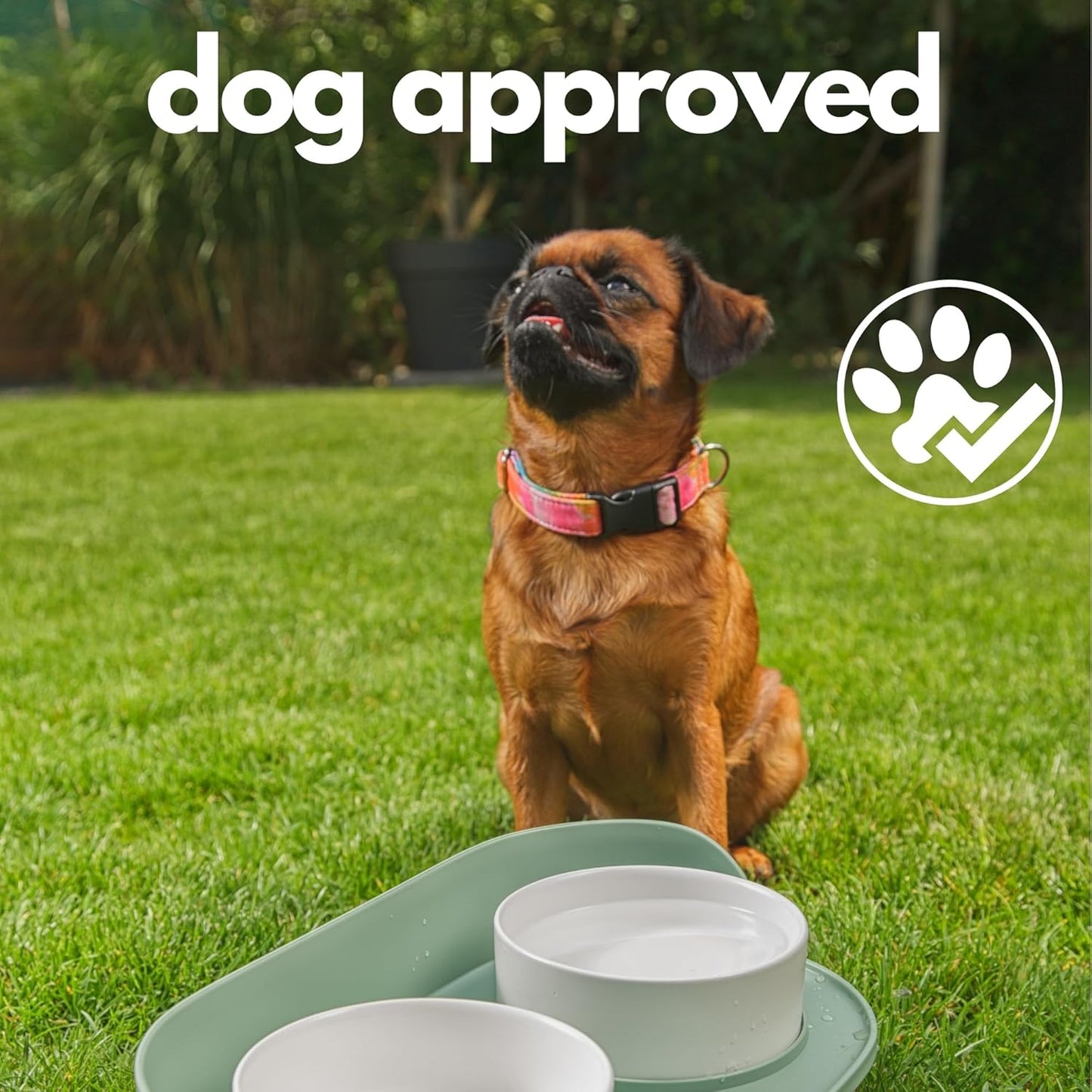 A4DOG Ceramic Dog Bowls with Stand - Elevated Dog Water and Food Bowl Set 13.5oz Cat & Dog Feeding Station Spill Proof Splash Proof Raised Pet Food Bowls for Dogs, No Mess Pet Feeder - Gray