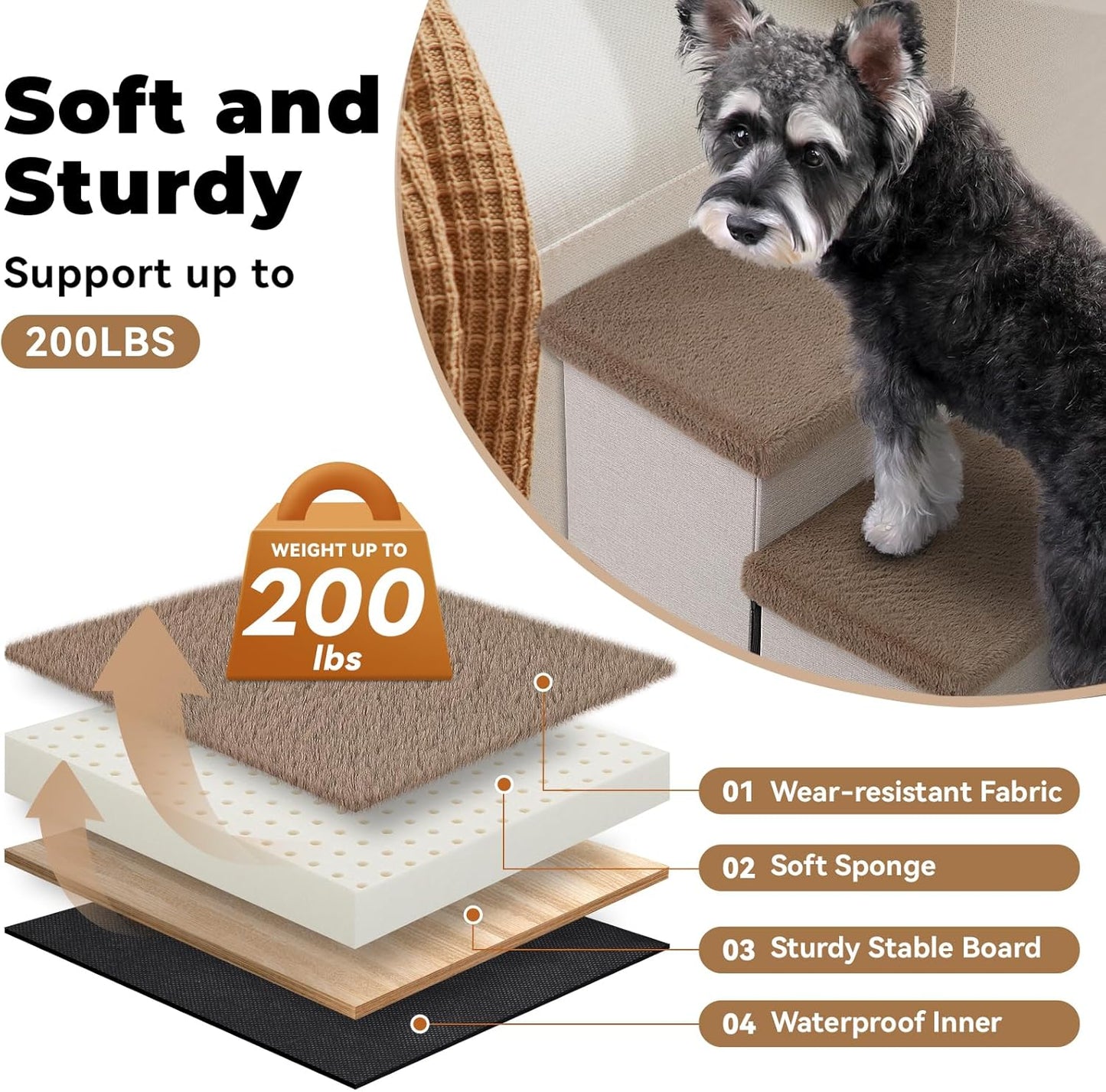 Zerbuger Wider Dog Ramp for High Bed with Storage 18" H, Foldable Dog Stairs for Small Medium Large Older Senior Animal, Sturdy Dog Step for Climbing Bed or Couch, Arthritis-Friendly (Gray, No Condo)