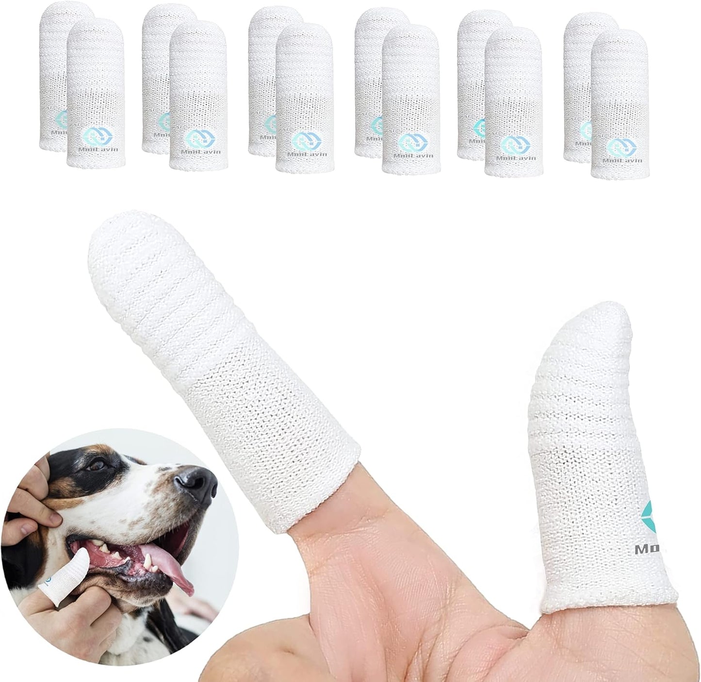 Pet Toothbrush for Small to Large Dogs Cats,Soft High Grade Finger Toothbrush,Teeth Oral Cleaning,Dental Care, 1 Set for Two Fingers White (6)