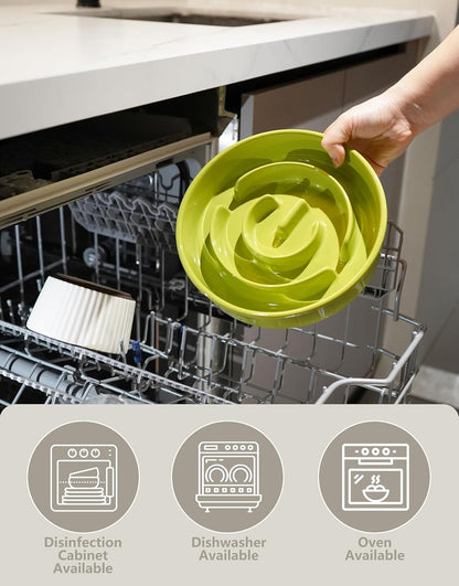 Ceramic Slow Feeder Dog Bowls, 2.0 Cups Slow Feeder for Medium Dogs, Puzzle Maze Bowl to Slow Down Eating, 30oz, 8in, White