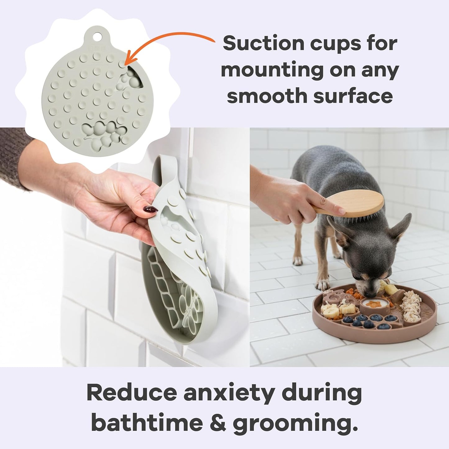 Awoo Smorgasboard - Silicone Dog and Puppy Lick Mat and Slow Feeder with Suction Cups - Non-Slip, Dishwasher Safe Pet Dish - Extends Mealtime for Fast Eaters - for Wet & Dry Food (Misty Blue)