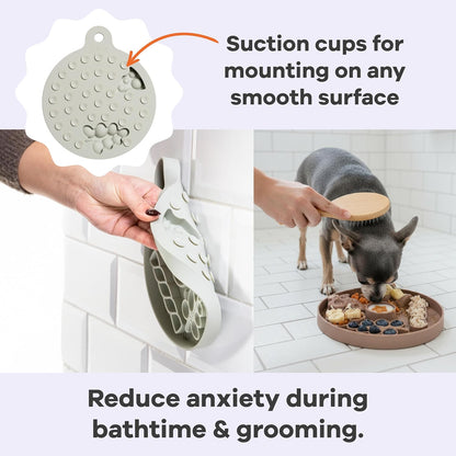 Awoo Smorgasboard - Silicone Dog and Puppy Lick Mat and Slow Feeder with Suction Cups - Non-Slip, Dishwasher Safe Pet Dish - Extends Mealtime for Fast Eaters - for Wet & Dry Food (Misty Blue)
