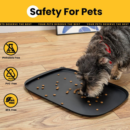 Conlun Dog Food Mat,1/2 Inch Raised Edges Cat Feeding Mat,BPA-Free Silicone Pet Mats for Floor Waterproof,Rubber Placemats for Food and Water Bowls(Natural Tan,18.9"x11.8")