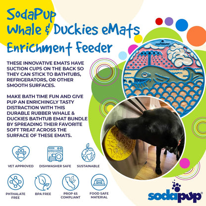 SodaPup Duckies eMat – Durable Lick Mat Feeder with Suction Cups Made in USA from Non-Toxic, Pet-Safe, Food Safe Rubber for Mental Stimulation, Digestive Health, Avoid Overfeeding, Calming, More