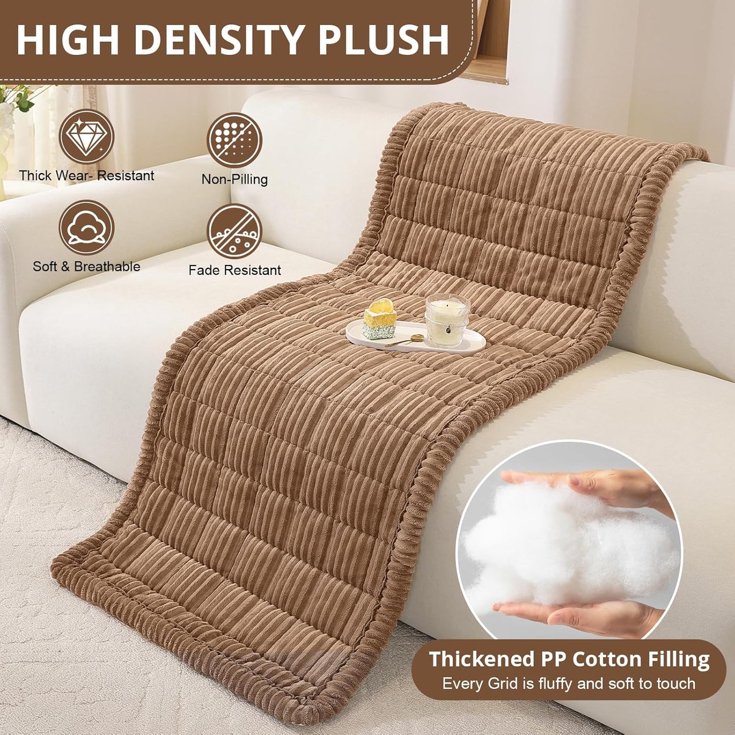 OstepDecor Couch Cover for Dogs, Washable Non Slip Sofa Cover for Pets, Soft Couch Covers for Sofa, Loveseat and Sectional, Furniture Protector Against Pet Hair & Scratches (27.6" x 27.6", Khaki)