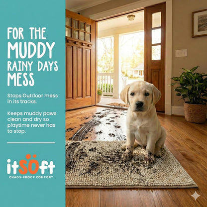Dog Rugs for Muddy Paws 22x14 | Cleaner Mud Free Floors | Muddy Dogs Mats for Indoor, Dog Mat for Muddy Paws Door Mat Washable, Absorbent Chenille Mud Rug Paw Matt w/ Non Slip Backing, Charcoal Grey