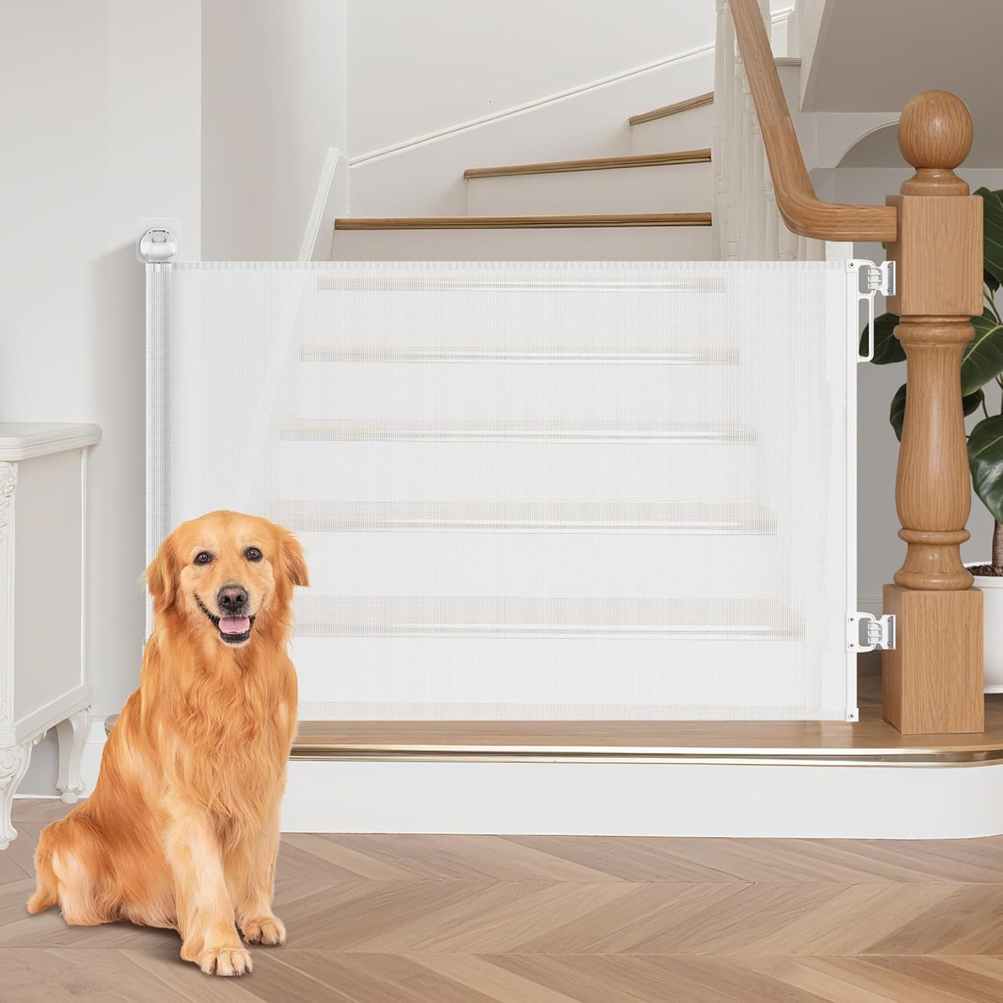 Retractable Baby Gate,71" Wide x 34" Tall Mesh Safety Gate for Dogs & Babies, Indoor/Outdoor Use for Stairs, Doorways, Hallways, Easy Installation Mesh Gate