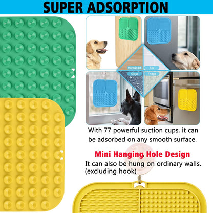 Lick Mat for Dogs, Dog Lick Mat with Suction Cups for Anxiety, Peanut Butter Dog Licking Mat Slow Feeder Dispensing Treater Lick Pad for Dogs Cats Grooming Bathing and Training (Grey)