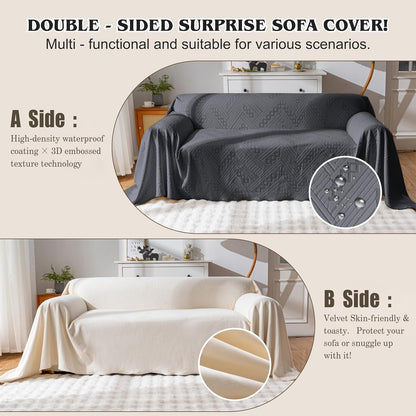 Waterproof Couch Cover, Reversible, Pet-Friendly, Washable and Anti-Slip Couch Covers for Sofa Protection with 3 Cushions, Sofa Slipcovers for Dogs and Cats (71×118in/Brown)