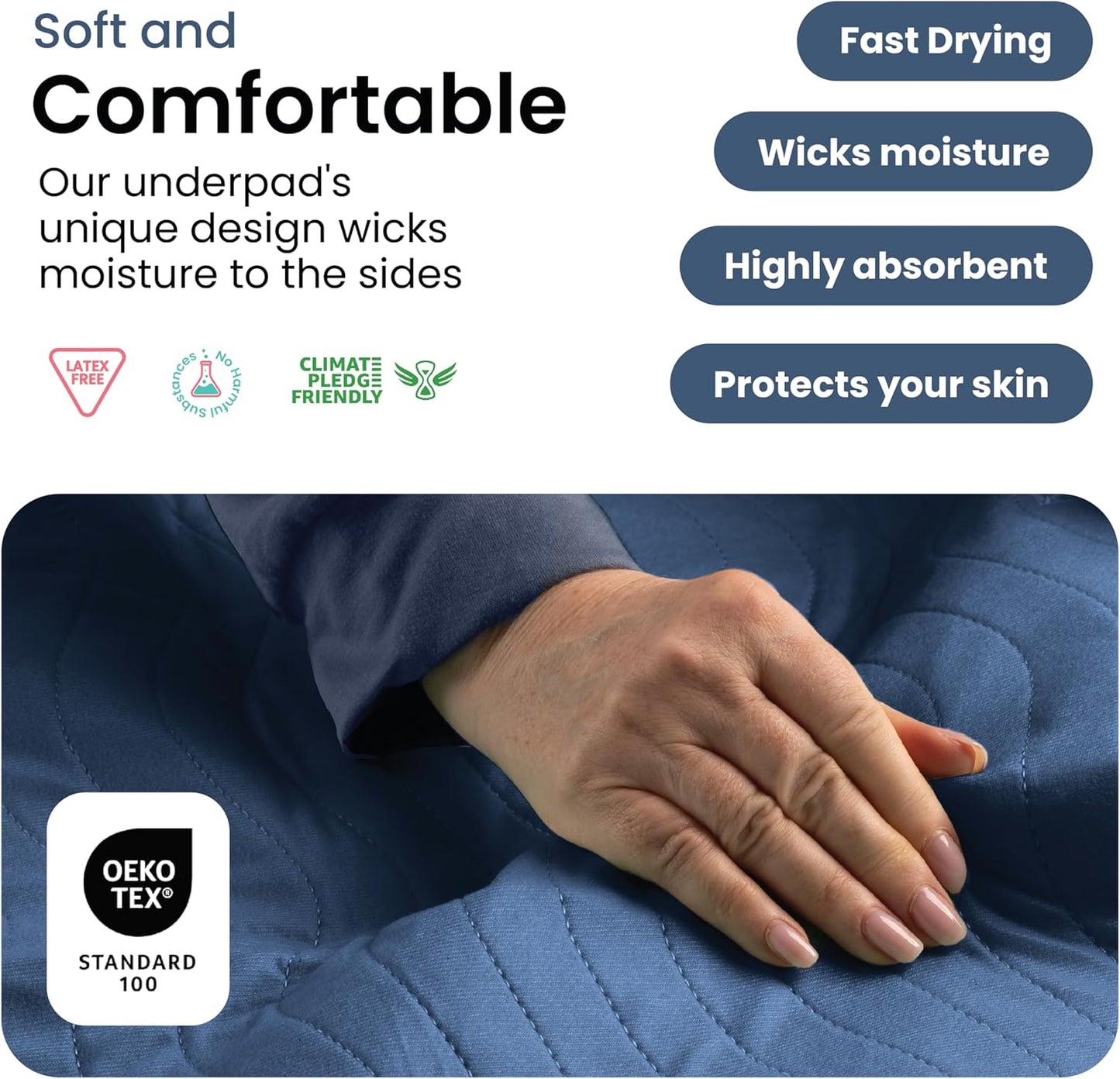 IMPROVIA® Washable Underpads, 34" x 36" (Pack of 4) - Heavy Absorbency Reusable Bedwetting Incontinence Pads for Kids, Adults, Elderly, and Pets - Waterproof Protective Pad for Bed, Couch, Sofa, Floor