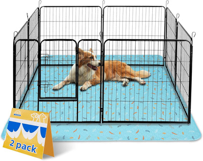 Sunheir Washable Pee Pads for Dogs Large 48" x 48" 2-Pack Reusable Puppy Pads Pet Training Pads, Absorb Dog Mats, Whelping Pad, Non-Slip Protects Against Urine Leakage (Leaves - Deep Grey, 48x48)