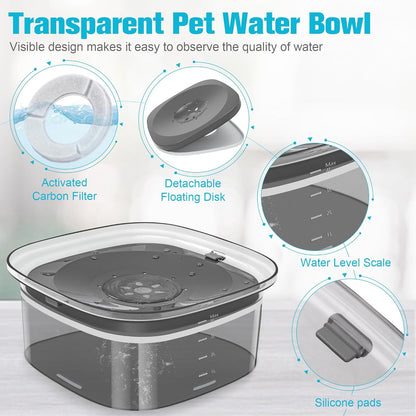 UPSKY 70oz Dog Water Bowl 2L No Spill Dog Bowls Large Capacity Spill Proof Slow Water Feeder, No Splash Pet Water Dispenser Vehicle Carried Travel Slow Drinking Bowl for Messy Drinkers