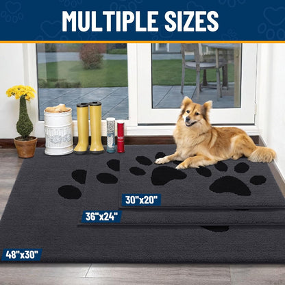 Smiry Dog Door Mat for Muddy Paws, Absorbs Moisture and Dirt, Low-Profile Entryway Mat with Non-Slip Backing, Entry Indoor Outdoor Doormat for Inside Floor (30x20 Inches, Grey, Striped)