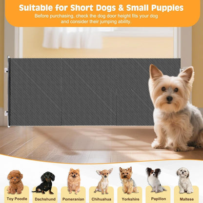 17" Step Over Retractable Dog Gate, No-Drill Pet Barrier for Doorways & Stairs, Easy Human Access & Pet Containment, Adjustable Small Dog Gate for Indoor Use