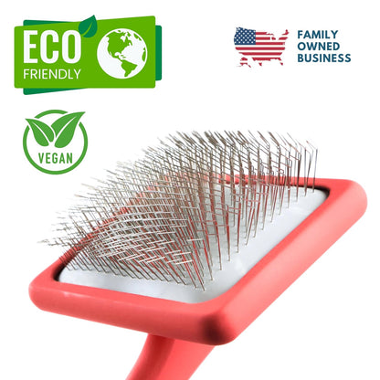 Slicker Brush for Dogs - Long Pin for Poodles, Doodles & Long Haired Dogs, Deshedding & Dematting Tool, Slicker Dog Brushes for Grooming (Coral, Flat Large)