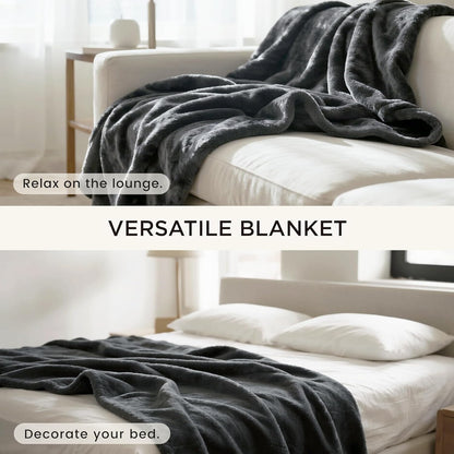 gogobunny Waterproof Blanket for Bed Couch Sofa, Liquid Pee and Fur Proof Pet Blanket for Dog Puppy Cat, Reversible Sherpa Fleece Throw Blanket Furniture Cover Protector (Grey, 50x60 inches)