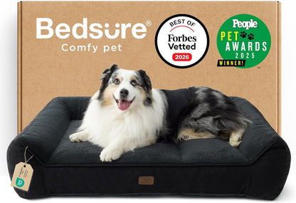 Bedsure SupportMax™ XL Pro Orthopedic Dog Beds Large Sized Dog - Extra Thick Supportive Dogs Couch with Waterproof Washable Cover, Extra Large Comfort Pet Sofa with Sherpa & Nonskid Bottom, Grey, 45"