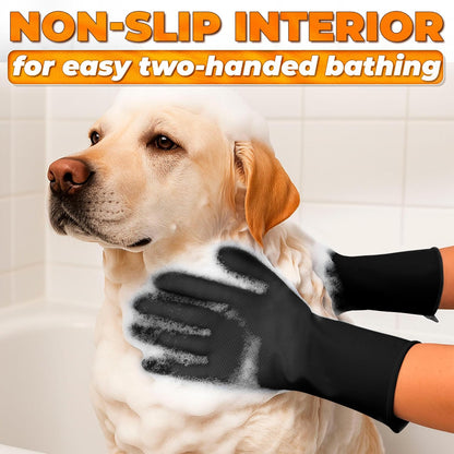 Cat and Dog Shampoo Gloves with 3000 Soft Bristles – 2-in-1 Dog Bath Gloves 11.6", Durable Silicone, Saves Shampoo | Massage, Grooming & Clean Wet or Dry – Made for Every Breed and Coat Style (Blue)