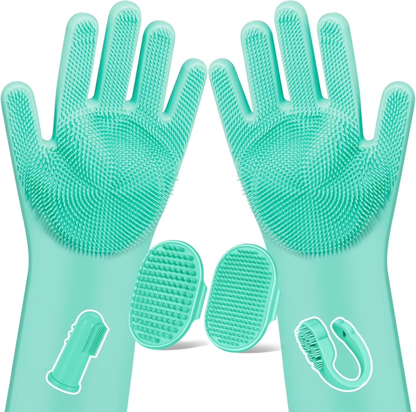 Augwind 6PCS Pet Grooming Kit for Dogs, Cats and Horses | Dog Washing Gloves | Cleanroom Gloves | Dog Bath Brush | Dog Bath Gloves | Dog Shampoo Brush | Dog Bath Supplies (Navy Blue)