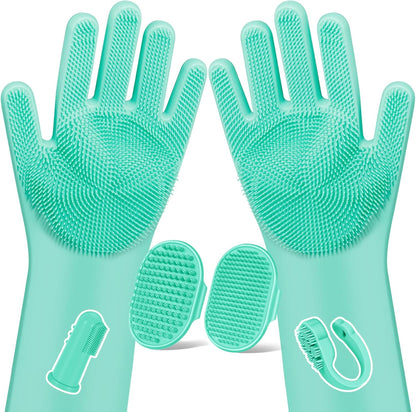 Augwind 6PCS Pet Grooming Kit for Dogs, Cats and Horses | Dog Washing Gloves | Cleanroom Gloves | Dog Bath Brush | Dog Bath Gloves | Dog Shampoo Brush | Dog Bath Supplies (Navy Blue)
