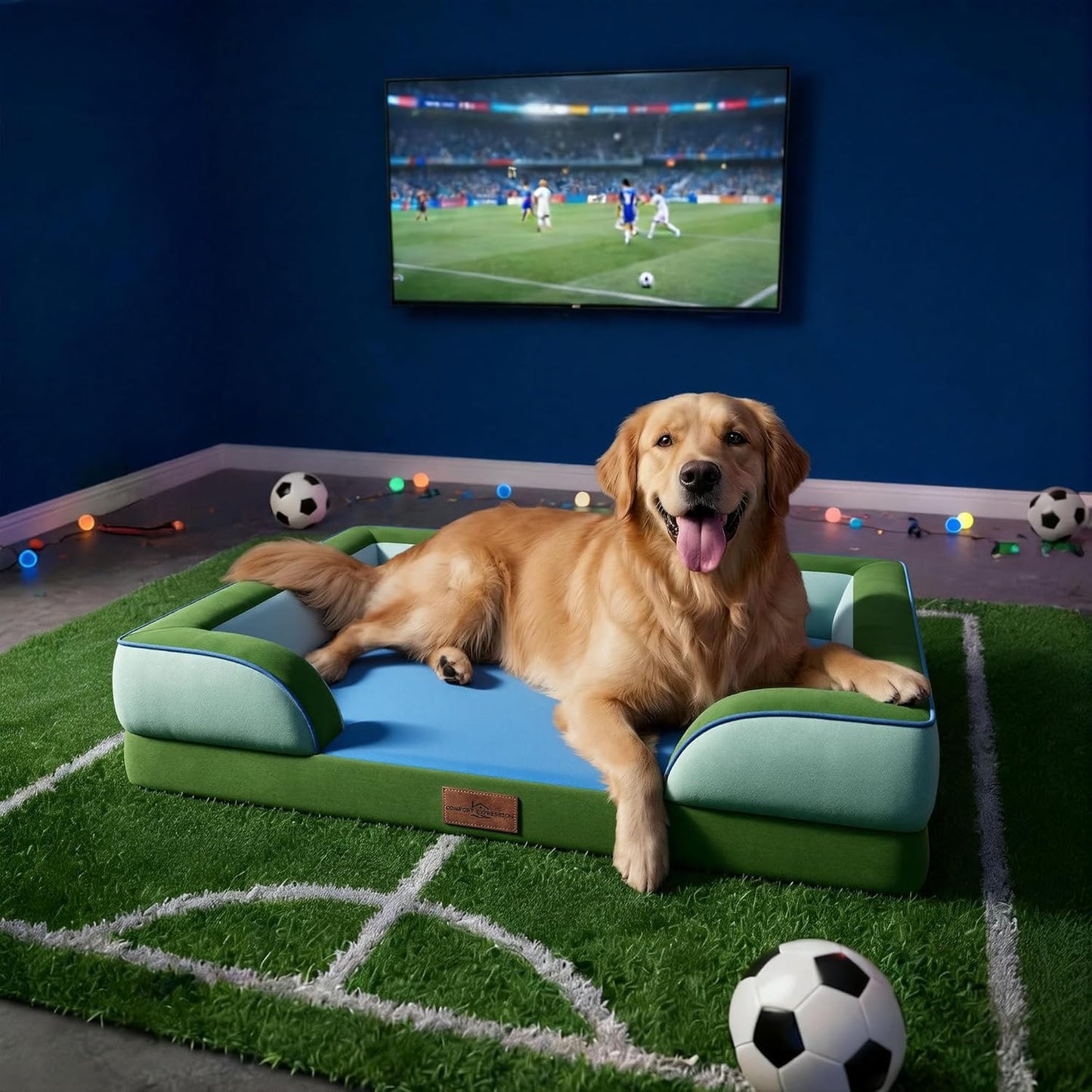 Comfort Expression Orthopedic Dog Bed for Extra Large Dogs 42x30 Inch, Waterproof Egg Crate Foam XL Pet Bed with Removable Bolsters, Dog Couch with Washable Cover & Non-Slip Bottom, Grey - Colors A