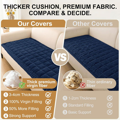 Smiry Non Slip Couch Covers for Dogs, Fuzzy Pet Couch Covers for 2-3 Cushion Sofa Pet Friendly, Soft Sofa Slipcovers Cushion Furniture Protector Washable (Beige, 27.6" x 59")