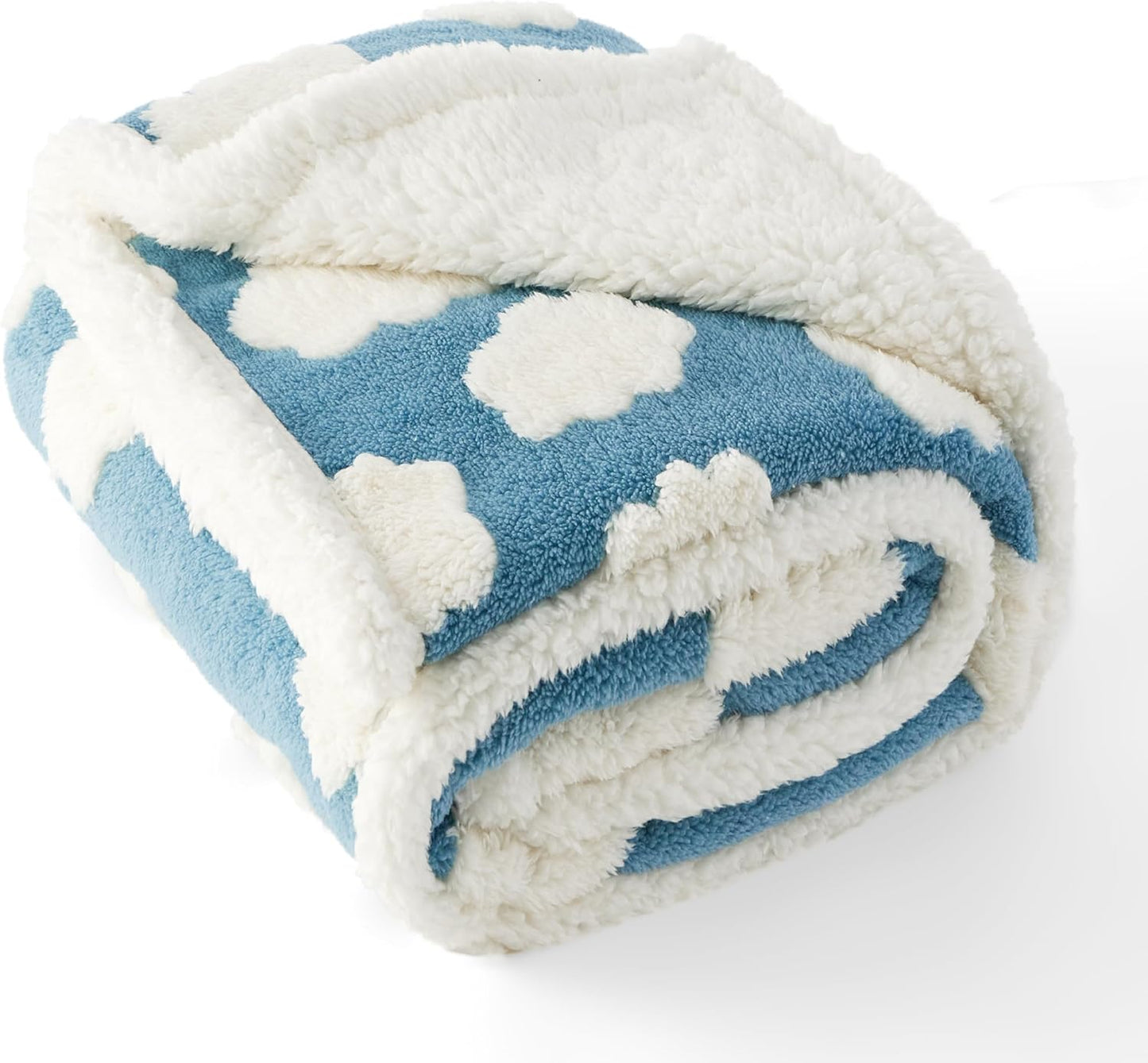 LE SURE Waterproof Dog Blanket for Large Dogs - Washable Double Sided Dog Blankets with Warm Jacquard Shag and Soft Sherpa Fleece, Pet Cat Blanket for Couch Protection, 3D Textured Cloud, Green