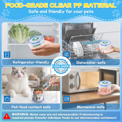 Canned Cat Food Storage Lids,Reusable Airtight Can Cover Pet Food Sealer - Keeps Dog Food Storage Container Food Fresh, Cat Food Container Eliminates Odor, Easy To Use With SUS 304 Spoon,Can Opener