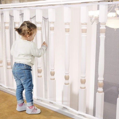 Baby Gates for Stairs with Banister, Guard Safety Net for Baby, 10ft x 3ft Stair Railing Mesh Barrier for Kids, Cats, Dogs, Child Safety Rail Guard - Dark Brown