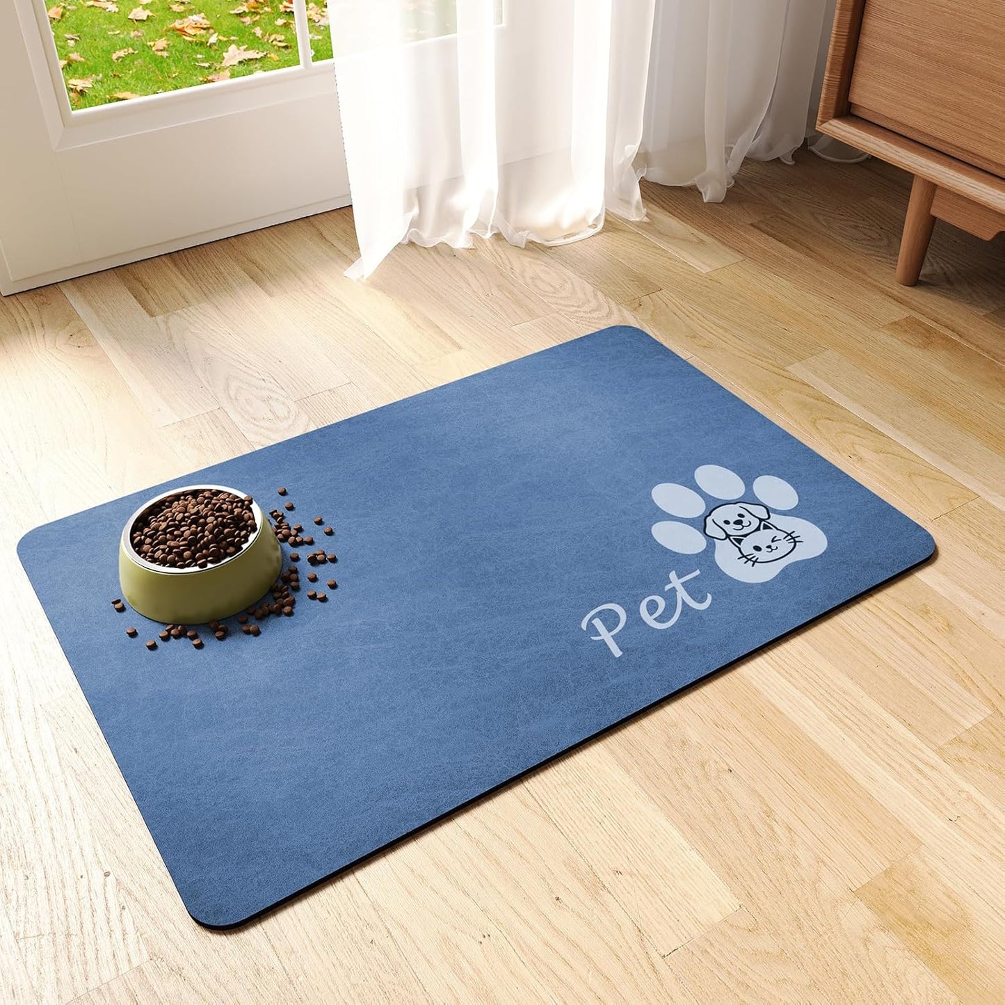 Dog Food Mat - Absorbent Cat Dog Bowl Mat for Food and Water, Quick Dry Pet Food Mats for Floors with Waterproof Rubber Backing, Puppy Cat Feeding Mats for Messy Drinkers,12"x20", Dark Grey