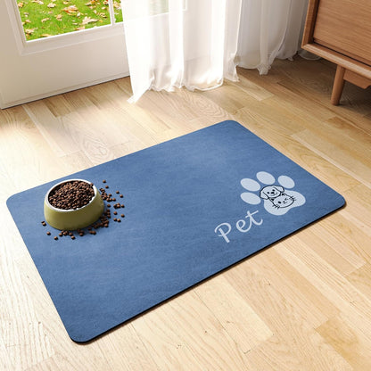 Dog Food Mat - Absorbent Cat Dog Bowl Mat for Food and Water, Quick Dry Pet Food Mats for Floors with Waterproof Rubber Backing, Puppy Cat Feeding Mats for Messy Drinkers,12"x20", Dark Grey