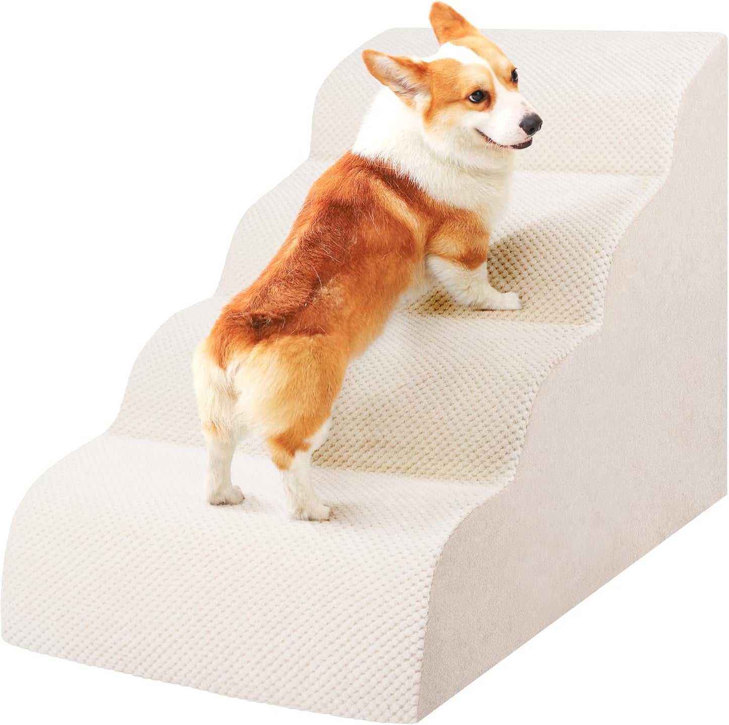 Dog Stairs for Small Dogs, 3 Tiers High Density Foam Dog Ramp, Extra Wide Non-Slip Pet Steps for High Beds Or Couch, Soft Foam Doggie Ladder for Dogs Injured, Older Pets, Small Cats