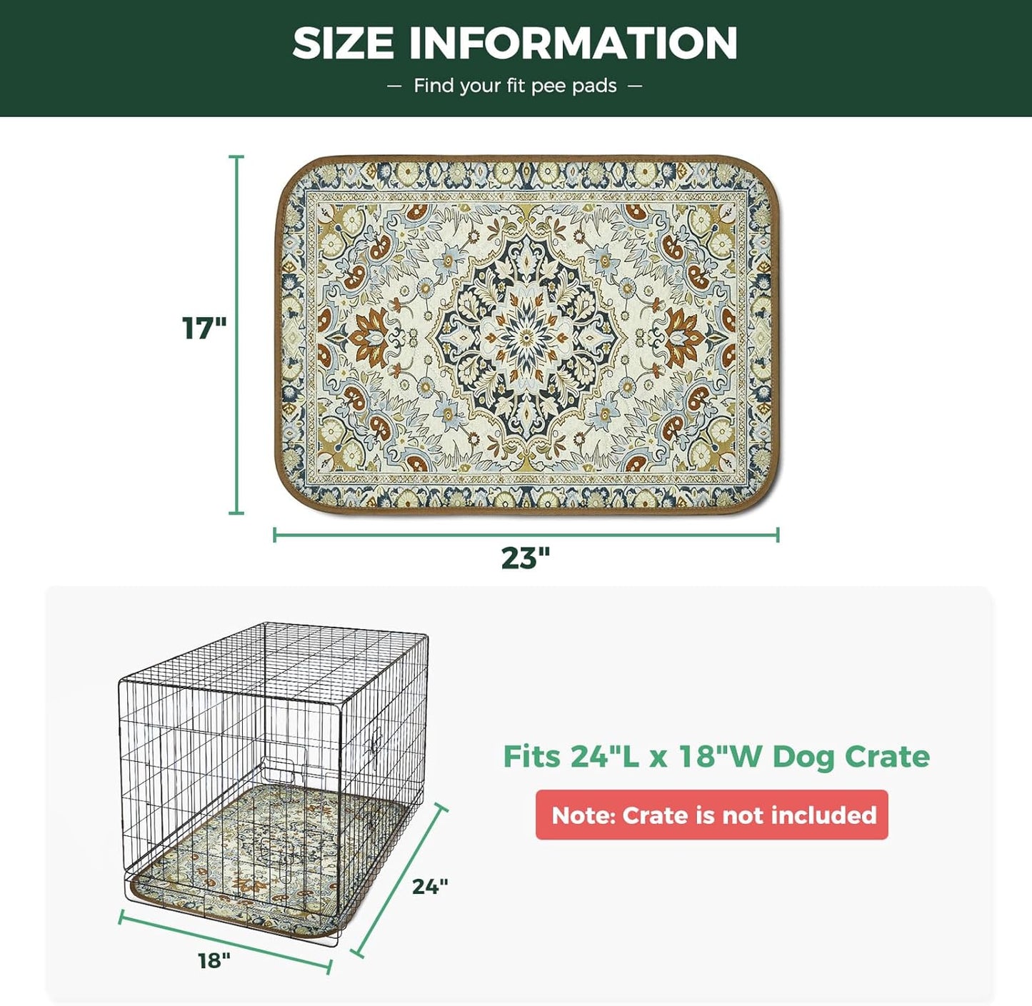 FXW Washable Pee Pads for Dogs, Puppy Pads with Super Absorbent, Specifically Designed for FXW Rollick/Homeplus 24inch 6 Panels Dog Playpen, 39" x 63" Rectangle, Khaki, 1 Pack