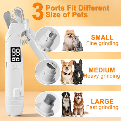 3 in 1 Pet Nail Clipper & Grinder with LED Lights – Painless Quiet Pet Nail Trimmers, Prevent Over Cutting, Dog Nail Clippers for Black Nails, Safety Guard for Small Large Dogs Cats Puppy