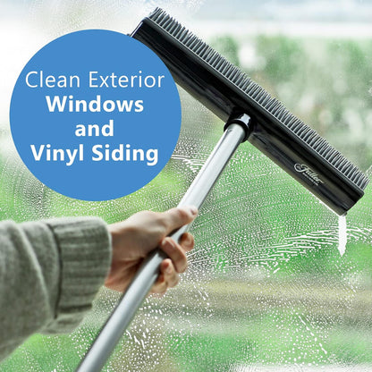 Fuller Brush Rubber Broom – for Carpets Floors Stairs Upholstery – Electrostatic Action Removes Pet Hair Lint Fuzz Dirt Particles – Built-in Squeegee Tackles Wet Messes (Complete Broom)